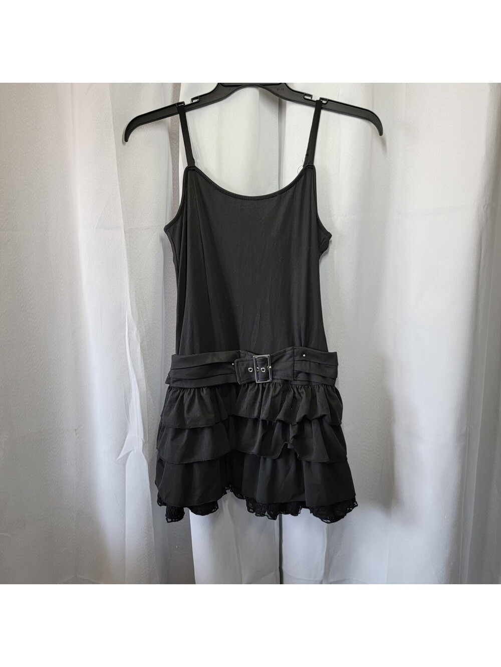 Hot Topic Black Ruffle Mini Dress with Belt Size Large